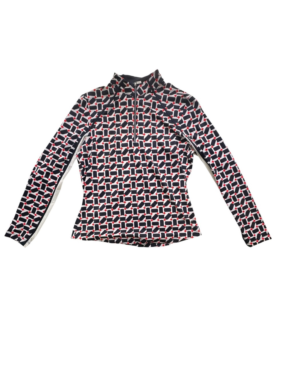 NWT Tail Arlo golf quarter zip Geo-Print Long-Sleeve Zip Mock Neck Top Sz M
